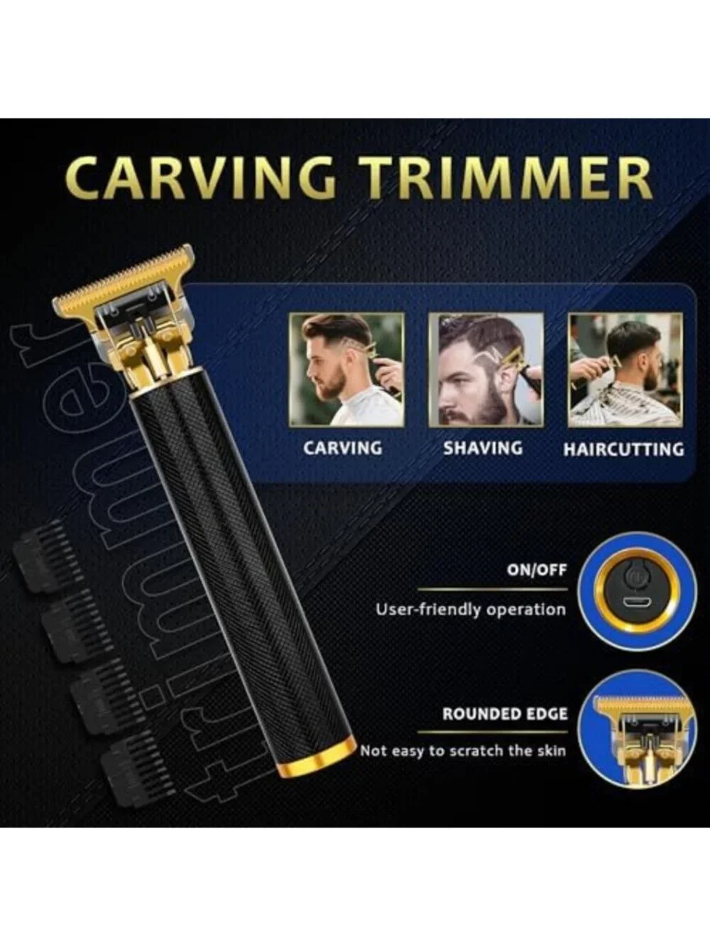 Cordless Hair Clippers Set with LED Display, Beard Trimmer & Nose Trimmer